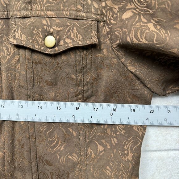 Coldwater Creek Women’s S Brown Brocade Jacket Ruffle Trim Color-Lining Luxury - Picture 9 of 10